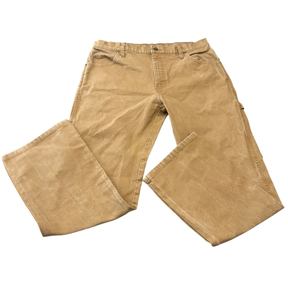 Dickies Mens Carpenter Pants Duck Brown Canvas Utility Workwear 34x30 P373629